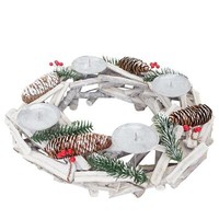 Adventskranz Rund, Weihnachtsdeko Tischkranz, Holz Ø 40Cm