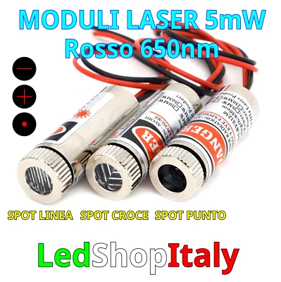 LSI Modulo laser 650nm ROSSO diodo puntatore spot a Punto Linea o Croce 3v 5v DC