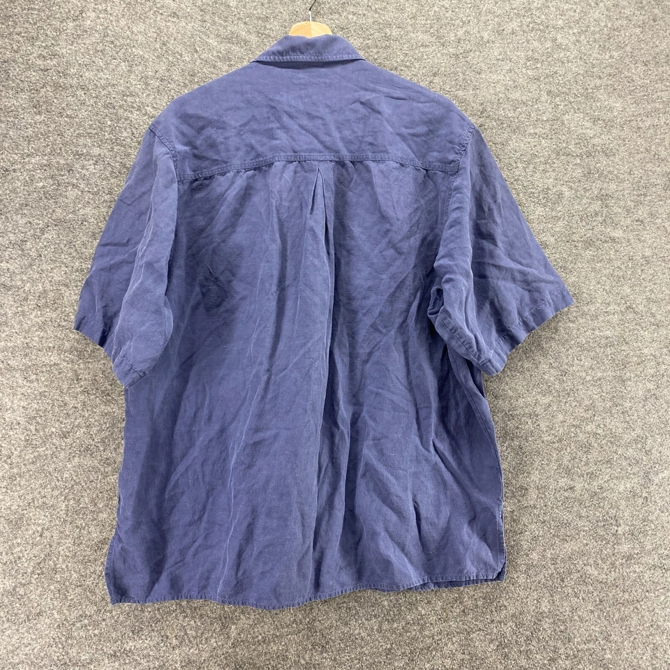 Cypress Shirt Men XL Blue Button Up Collared Short Sleeve Linen Regular Fit - Image 2 of 4