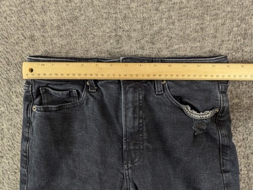 Old Navy Jeans Womens Size 6 Black Denim Straight Leg High Waist Distressed - Picture 10 of 14