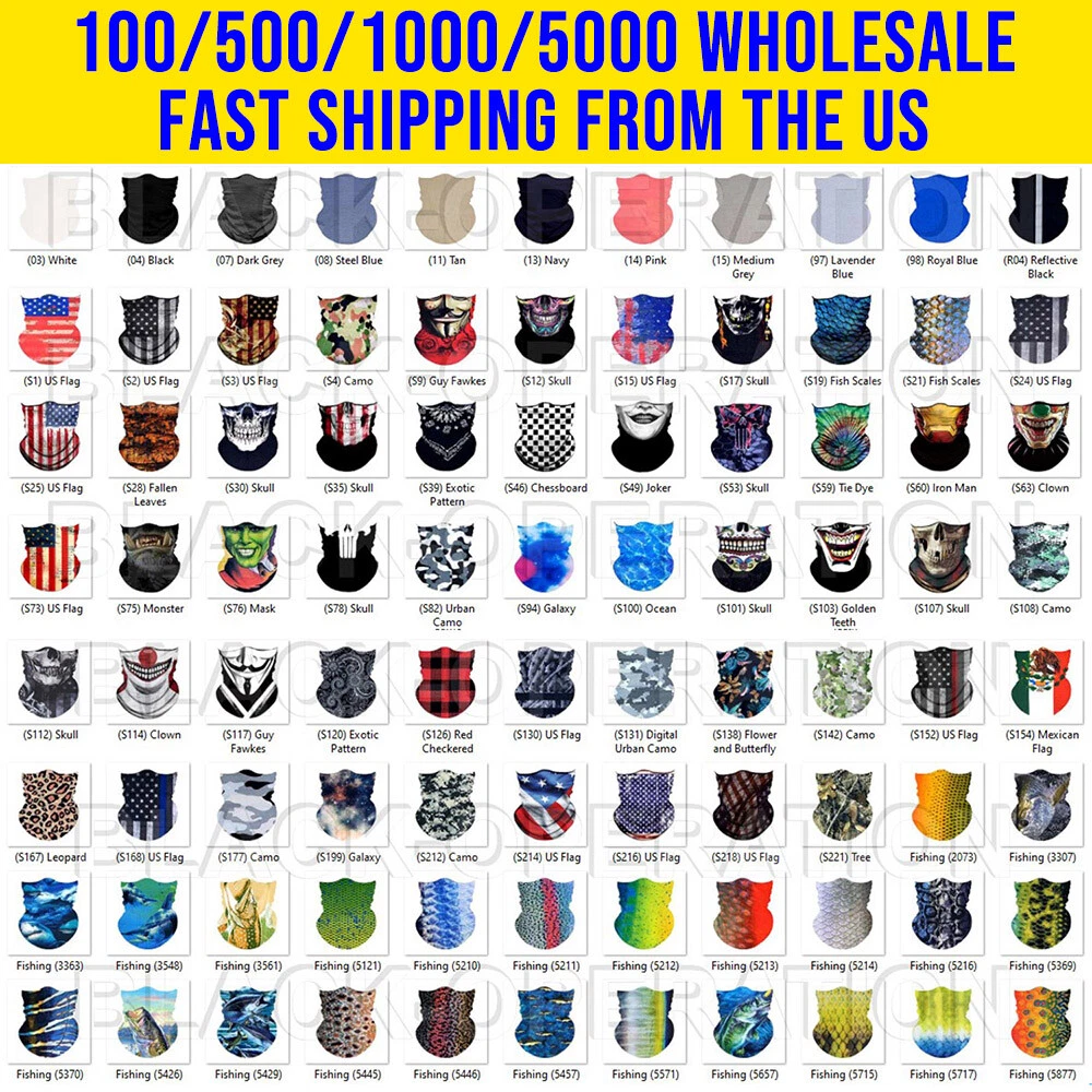 Neck Gaiter Wholesale Face Mask Lot Balaclava Bandana Pack 100 500 1000 Cheap
Opens in a new window 