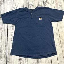 Carhartt 2011 Dark Blue Henley K84 Short Sleeve Men's Medium