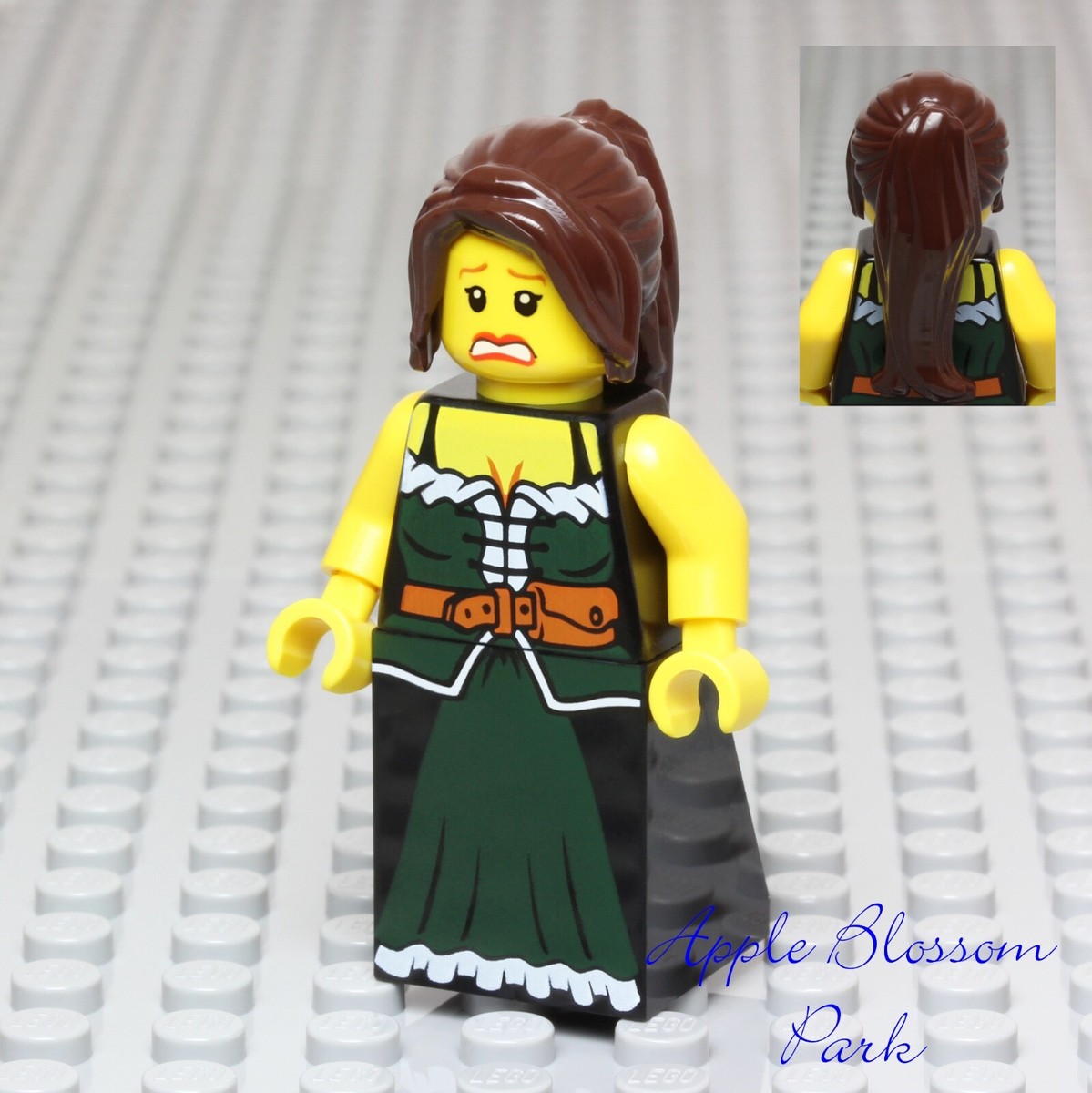 NEW Lego Castle MAIDEN MINIFIG - Dark Green Dress Maid Female Girl