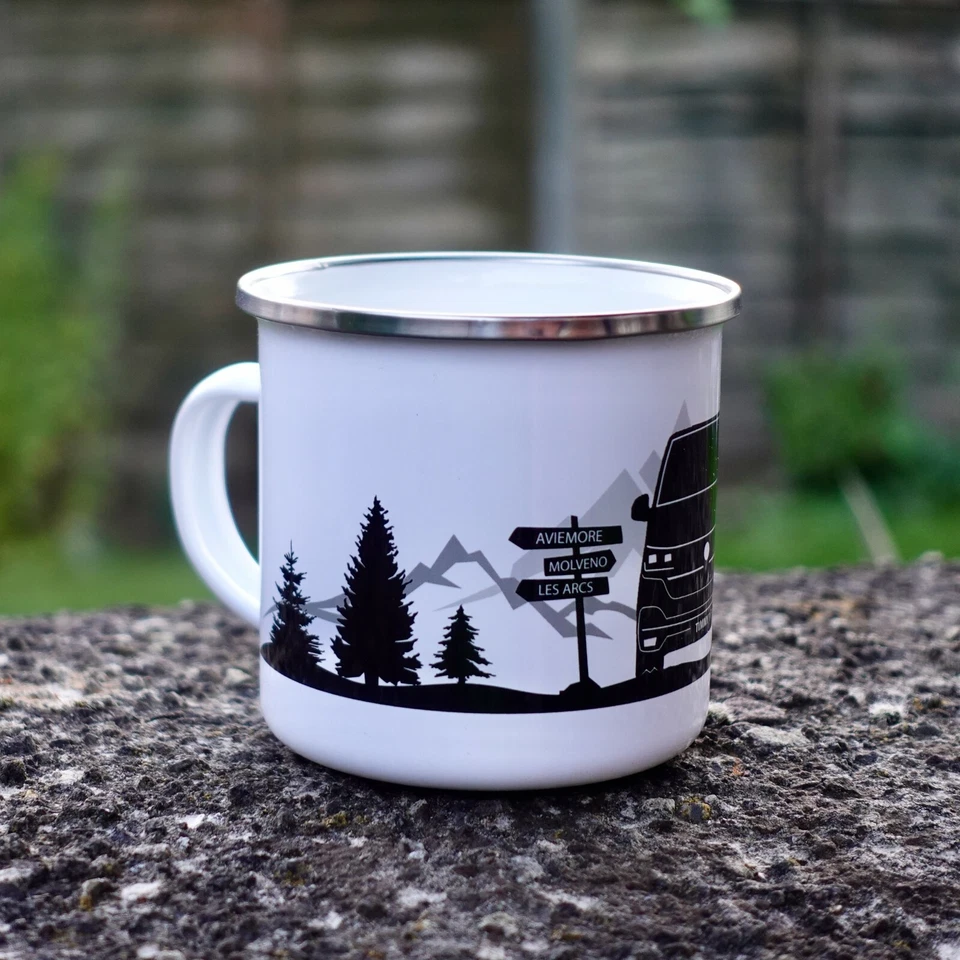 Personalised Bay/T25/T4/T5/T6 Mug Campervan Enamel Camper Mug - Transporter Mug - Image 4 of 4