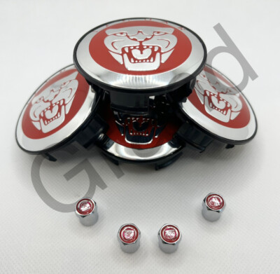 Fits Jaguar Red Wheel Center Caps 59mm & Air Caps S-Type X-type XF XJ8 XEL XJ XK