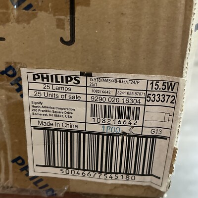 Box Of 25 - Philips 533372 15.5T8/MAS/48-835/IF24/P2 4 Foot LED Straight T8 Tube