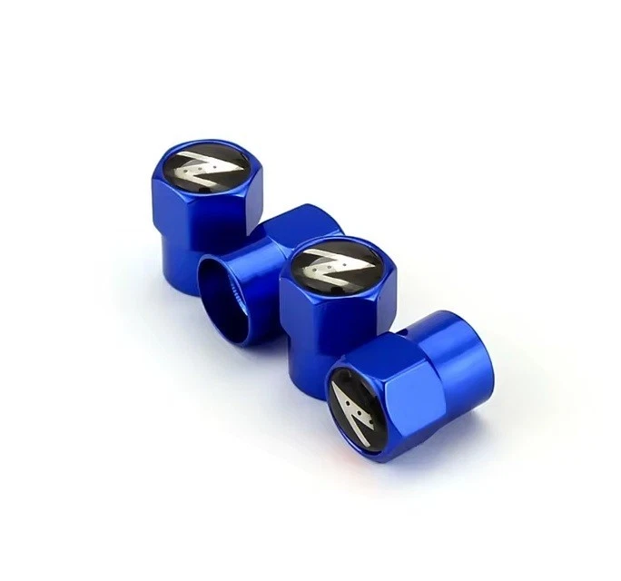 Compatible con Nissan Z Juego de 4 tapas de vástago de válvula de neumático azul aluminio anodizado Foto 2 de 4
