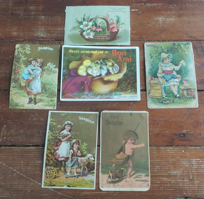 Antique VICTORIAN TRADE CARD LOT Laundry, Scouring Soap