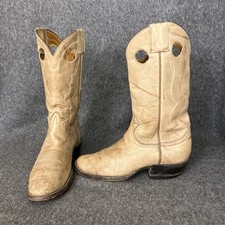 VTG 70s Tony Lama Western Boots Women s 6.5 Tan Leather Black Label MADE IN USA