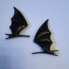 Gothic Black Bat Wing Hair Clips Pair