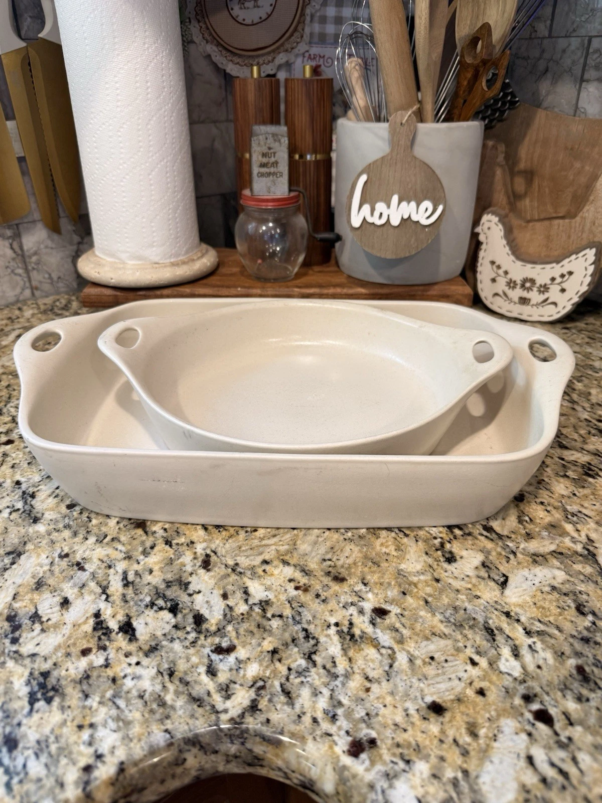 CorningWare Creations Stoneware Casserole Baking Lasagna And Pie Pan Set