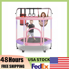 60" Baby Trampoline Indoor/Garden W/Enclosure Gift for Boy,Girl 440Lbs Capacity