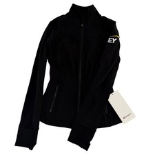 Lululemon Define Jacket Nulu Black Thumbholes Zip Up Women Size 4 EY Logo