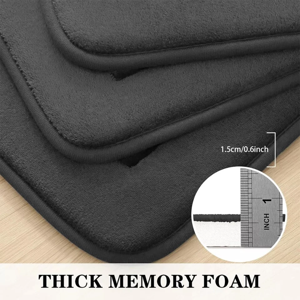 3Teilig Badgarnitur Badezimmer Matte Set Dusch Bade Matte Vorleger Teppich DE - Bild 4 von 4