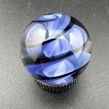Contemporary Handmade Art Glass Marble .74" Midnight Cane Twist Corkscrew Swirl