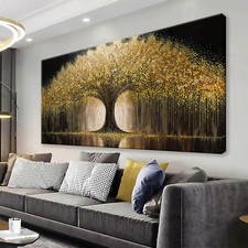 Golden Tree Of Life - Modern Abstract Wall Art Canvas Framed Home Luxry Decor