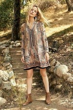 Anthropologie Ismelda Tunic Dress Large Tan Brown