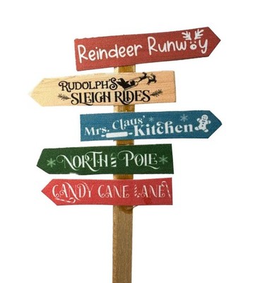 Puppenhaus Nordpol Elf Dorf Richtung Post Veranda Weihnachten Schild 1:12