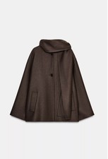 Zara Wool Coat Jacket With Scarf Brown M  2095/314 New without tags 