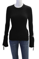 3.1 Phillip Lim Women's Long Sleeves Round Neck Ribbed Sweater Black Size XS