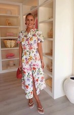 ZARA NEW WOMAN S,L SS25 BELTED FLORAL PRINTED POPLIN MIDI DRESS 2944/340/330