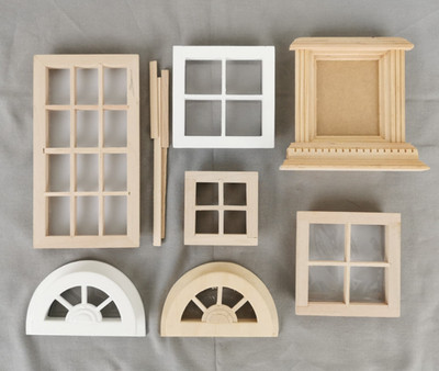5 Puppenhaus Fenster Miniatur Restposten Sprossenfenster Holzfenster