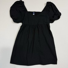 Old Navy XL Black Babydoll Dress Puff Sleeve Smocked Back Cottagecore Mini