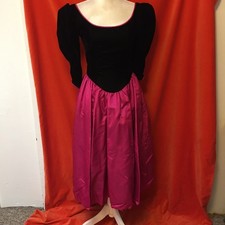 Gunne Sax McClintock 80s puff sleeve dress velvet  taffeta pink  black size 7