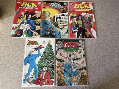 The Tick 5 Comic Lot. Big Blue Destiny, Arthur, Yule Log Special Tax Time Terror