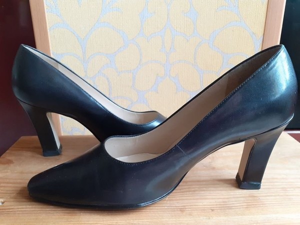 Women Nine West Heels Black Leather 36.5