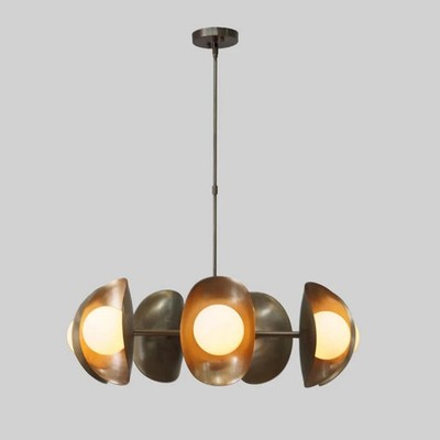 1950's Mid Century Stilnovo Style Seven Globe Sputnik Brass Chandelier Pendant