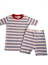 EUC NWOT Hanna Andersson Classic Stripe Short John Pajamas Periwinkle  Pink 