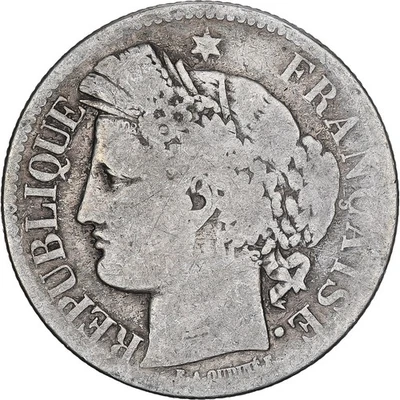 France, 2 Francs, Cérès, 1849, Paris, Argent, B, Gadoury:522, KM:760.1 - Photo 1/2