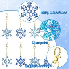 12 Packs Christmas Snowflake Diamond Painting Keychain Kits 5D DIY Diamond Art
