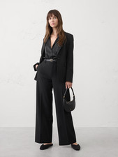 Banana Republic Black Wide Leg Sculpted Stretch Trouser 2 NEW 812849
