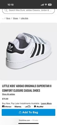 KIDS' ADIDAS ORIGINALS SUPERSTAR II COMFORT CLOSURE CASUAL SHOES