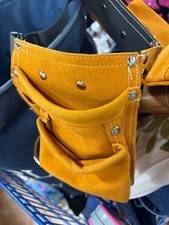 Tan Suede Leather Carpenter Pouch Tool Belt 7 Pouches