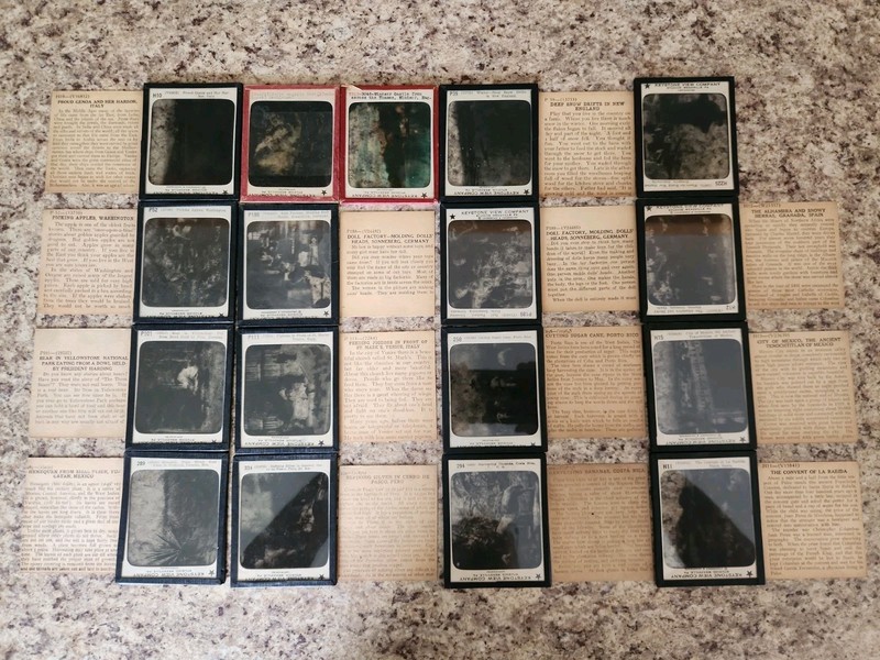 Lot Of 17 Vintage Keystone View Company Magic Lantern Glass Slides 