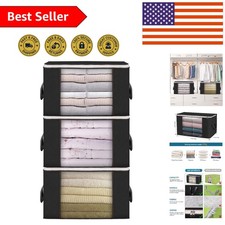 3 Pack Large Capacity Storage Bags 90L - Durable Zip Closures  Folding Design