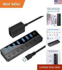 Avancé 7-Port USB 3.0 Hub avec commandes individuelles & 12V Adaptateur pour ordinateurs portables