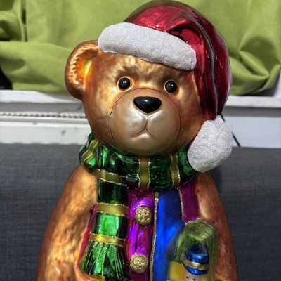 RIESIGER Thomas Pacconi Weihnachten Weihnachtsbär mundgeblasen Glas handbemalt 2004