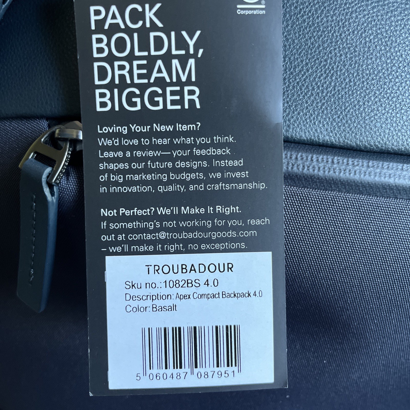 Troubadour Apex 4.0 Compact Backpack 16L Ergonomic/Water Resistant Basalt image 9