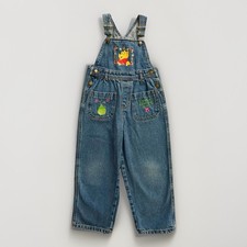 Vintage 90s y2k Pooh 100 Acre Collection Winnie the Pooh Denim Overalls Girls 6