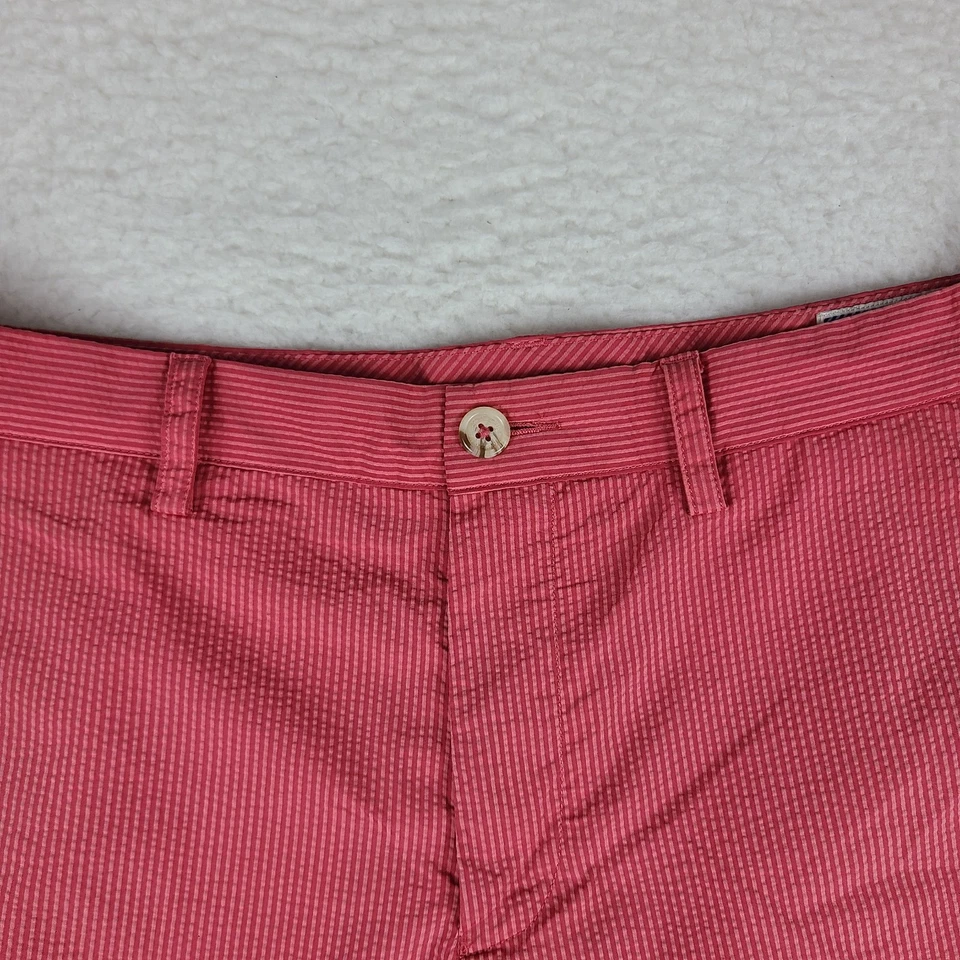Southern Tide Shorts Mens 34 Red Striped Seersucker 9" Chino Performance Golf * - Image 2 of 4
