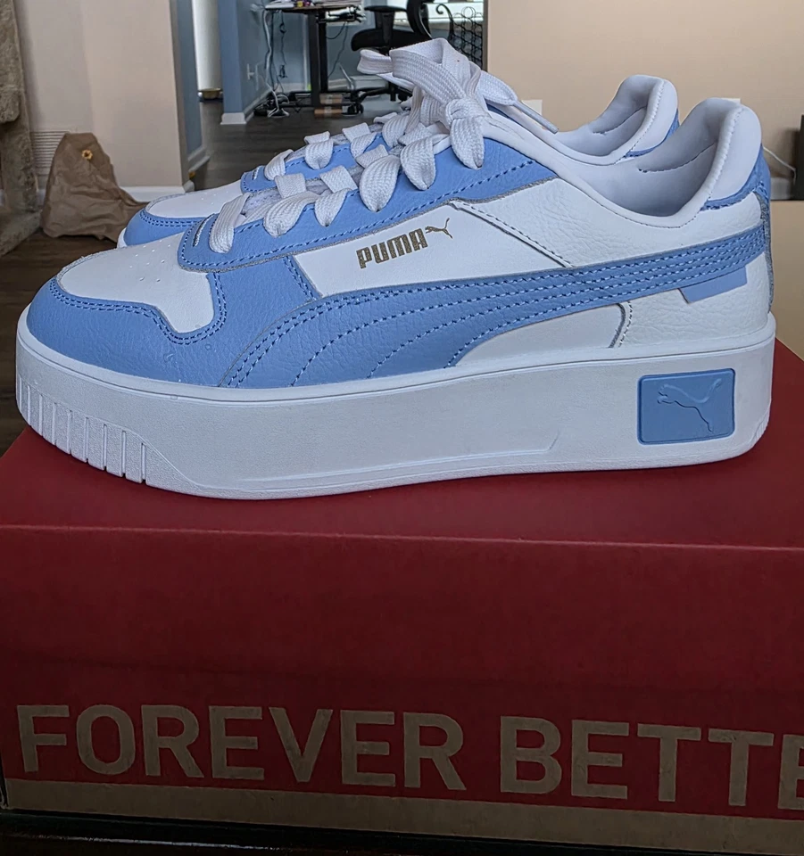 Zapatillas Puma Carina Street Cuero Blanco y Azul Mujer Talla 7 Nuevas en Caja Nunca Usadas Foto 3 de 4