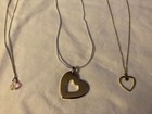3 Sterling Silver Pendant Necklaces: Amethyst Heart,  Sterling Heart,  Crystal — photo 4