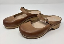 Dansko Bria Clog 39 Burnished Nubuck Tan Brown Leather Slip On Shoes Womens
