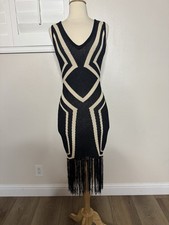 Bobbi Rocco Black and Ivory Knit Sweater fringe dress