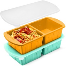Silicone Freezer Trays with Lid Soup Freezer Molds Storage 2 Pcs