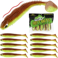10PCS Paddle Tail Swimbaits – 3.5” Soft Lures for Freshwater Saltwater (Green)